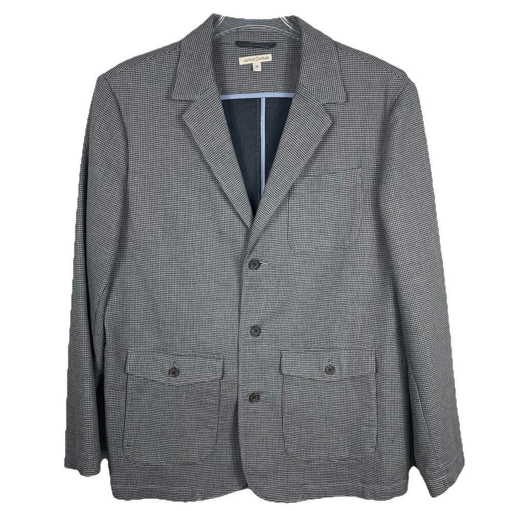 Carbon 2 Cobalt 3-Button Blazer Sport Coat Men's Medium Gray Houndstooth Chore